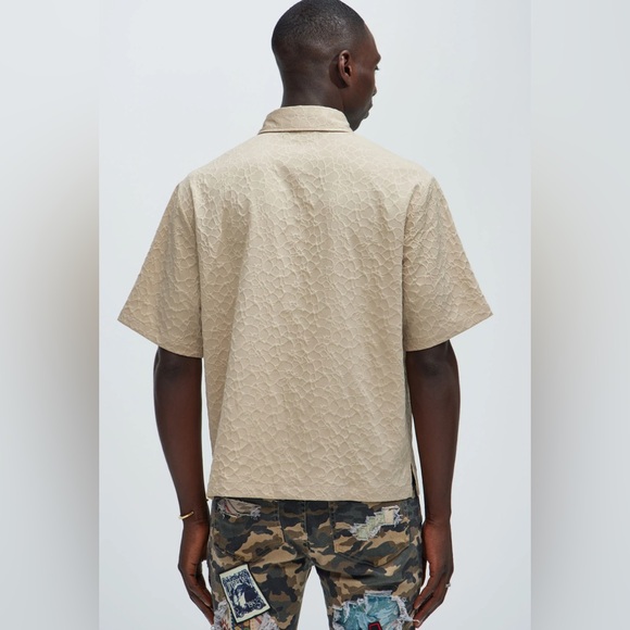 NWT Men’s Atkinson Jacquard Shirt - Tan Sz XL - Picture 3 of 6